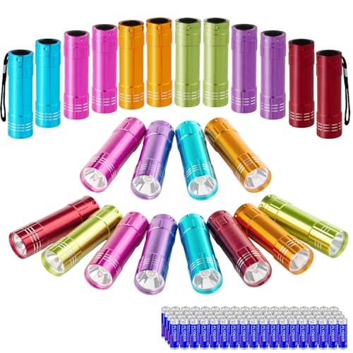 KunHe 24 Pack Small Mini Cheap Flashlights Bulk with Batteries Aluminum LED Bulk Flashlight for Party Favor Emergency Power Outage Gift to Operation Christmas Child Items Bulk Christmas Gifts