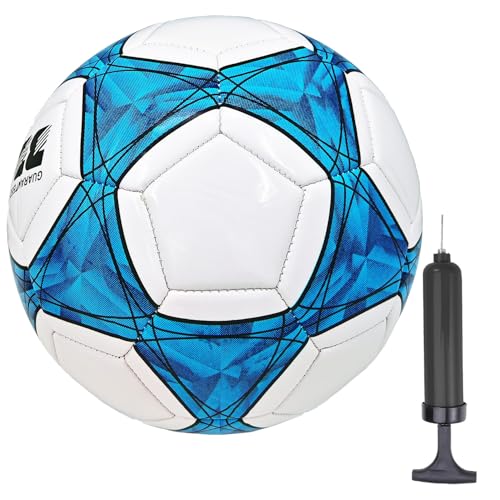 AYANICA Soccer Ball Size 5 with Pump & Needle, Blue – PU Practice Ball