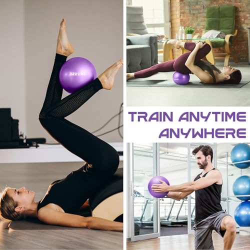 9.8-Inch Mini Pilates Ball - Non-Slip Soft Exercise Yoga Ball - Purple