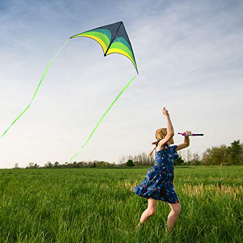 Delta Kite for Kids 63"x30" - Easy to Fly Beach Kite with 300ft String
