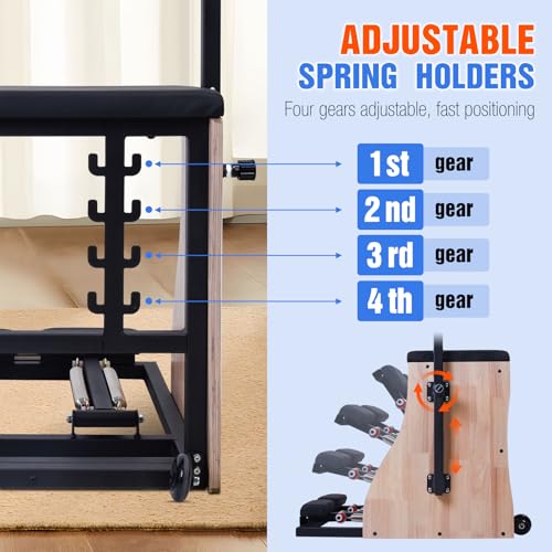 Wunda Pilates Chair with Handles - 4-Level Resistance for Core Training
