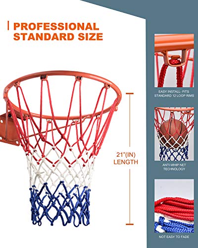 Heavy Duty Basketball Net Replacement - 12 Loops, 21 Inch