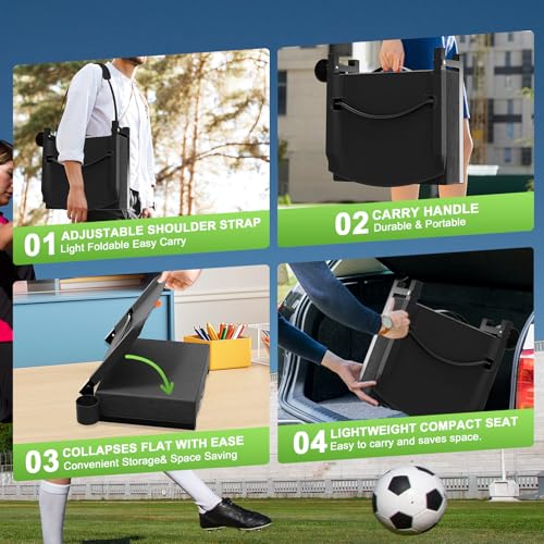Portable Stadium Seat with Back Support - Black