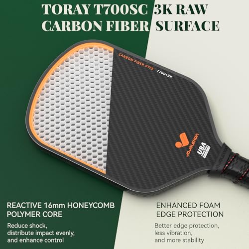 Carbon Fiber Pickleball Paddle with 16mm Polymer Core - Black