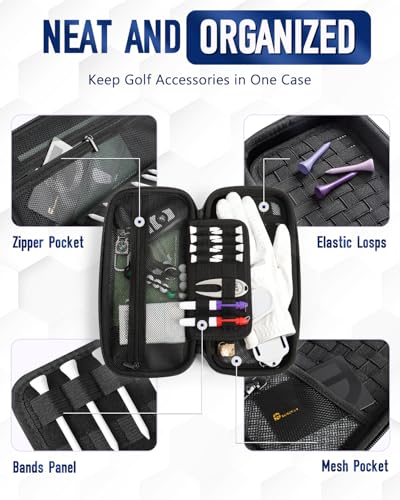 GLORIEROO White XL Odor-Absorbing Golf Glove Case with Organizer & Shaper