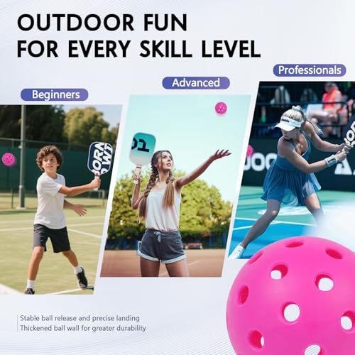 Ailanfei Pink Pickleball Balls 12 Pack - High Bounce, Crack-Resistant, USAPA Standard, with Bag