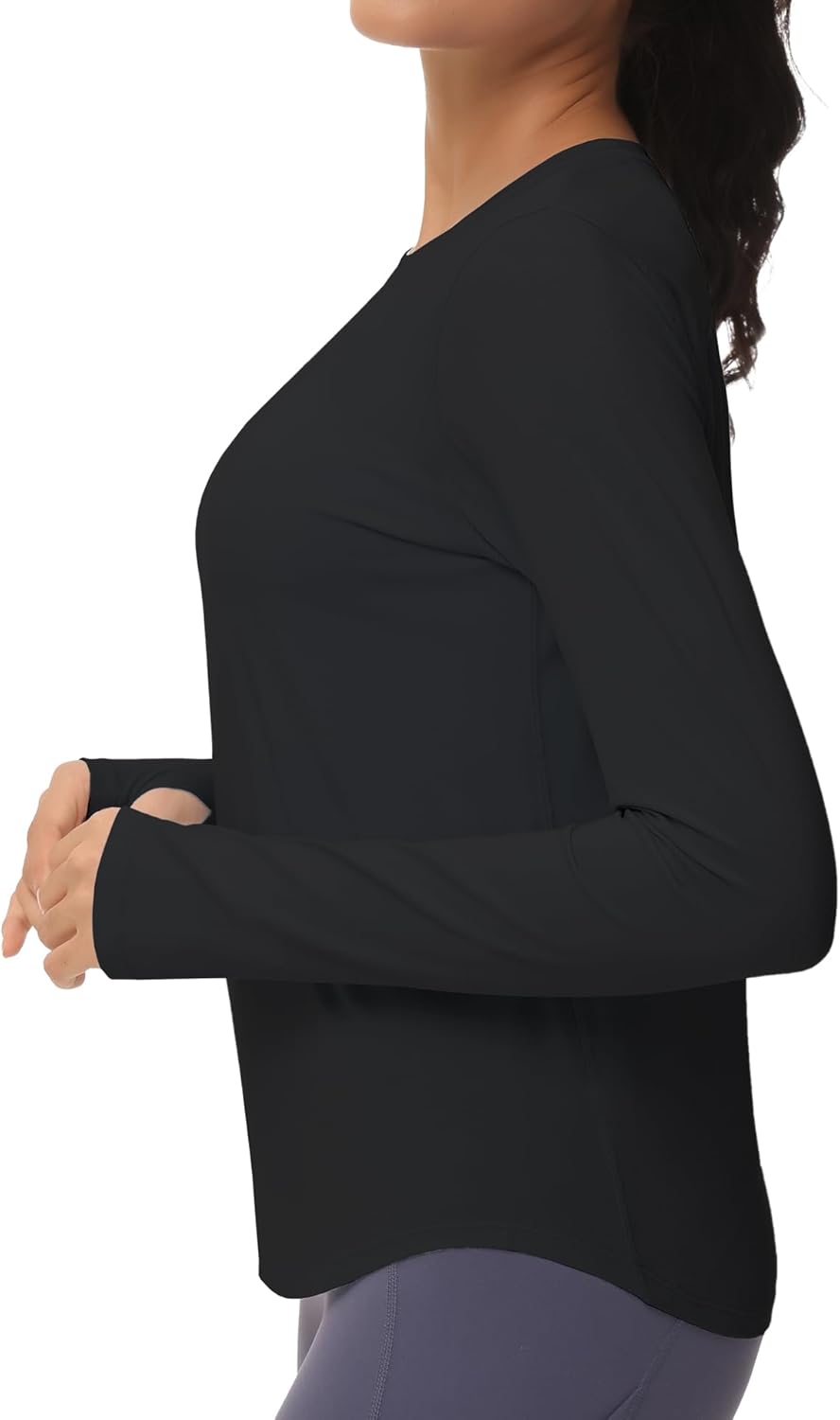 The Gym People Women's Long Sleeve Workout Shirt - Athletic Crewneck Hiking Top with Thumb Hole