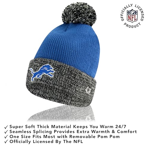 Detroit Lions Kids Winter Beanie Hat & Touch Screen Gloves - One Size
