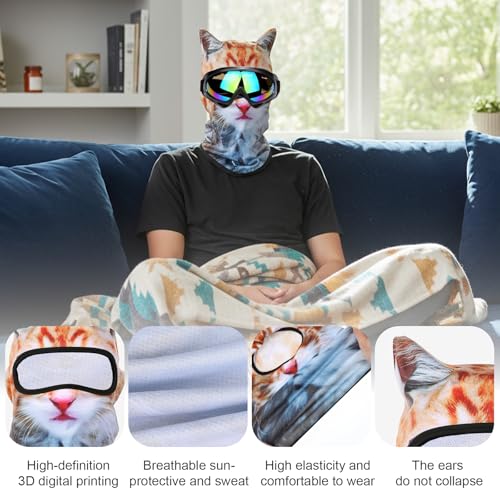 2-Pack Cat Ski Mask Balaclava with Ears - Windproof Winter Face Cover
