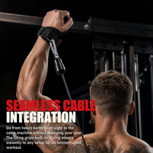 Weight Lifting Grips with D-Ring & Padded Wrist Support
