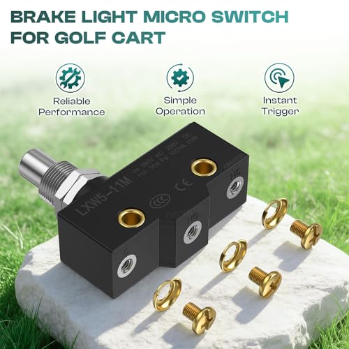 Golf Cart Brake Light Micro Switch - 3 Terminal Plunger