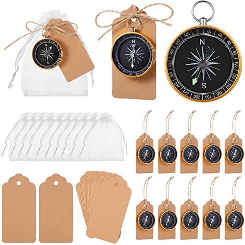 60 Pcs Mini Compasses Party Favors - Gold Nautical Souvenirs