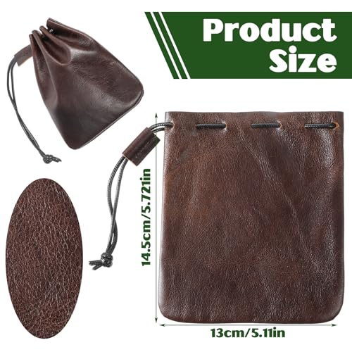 Leather Drawstring Pouch - Large Cowhide Jewelry Storage Bag