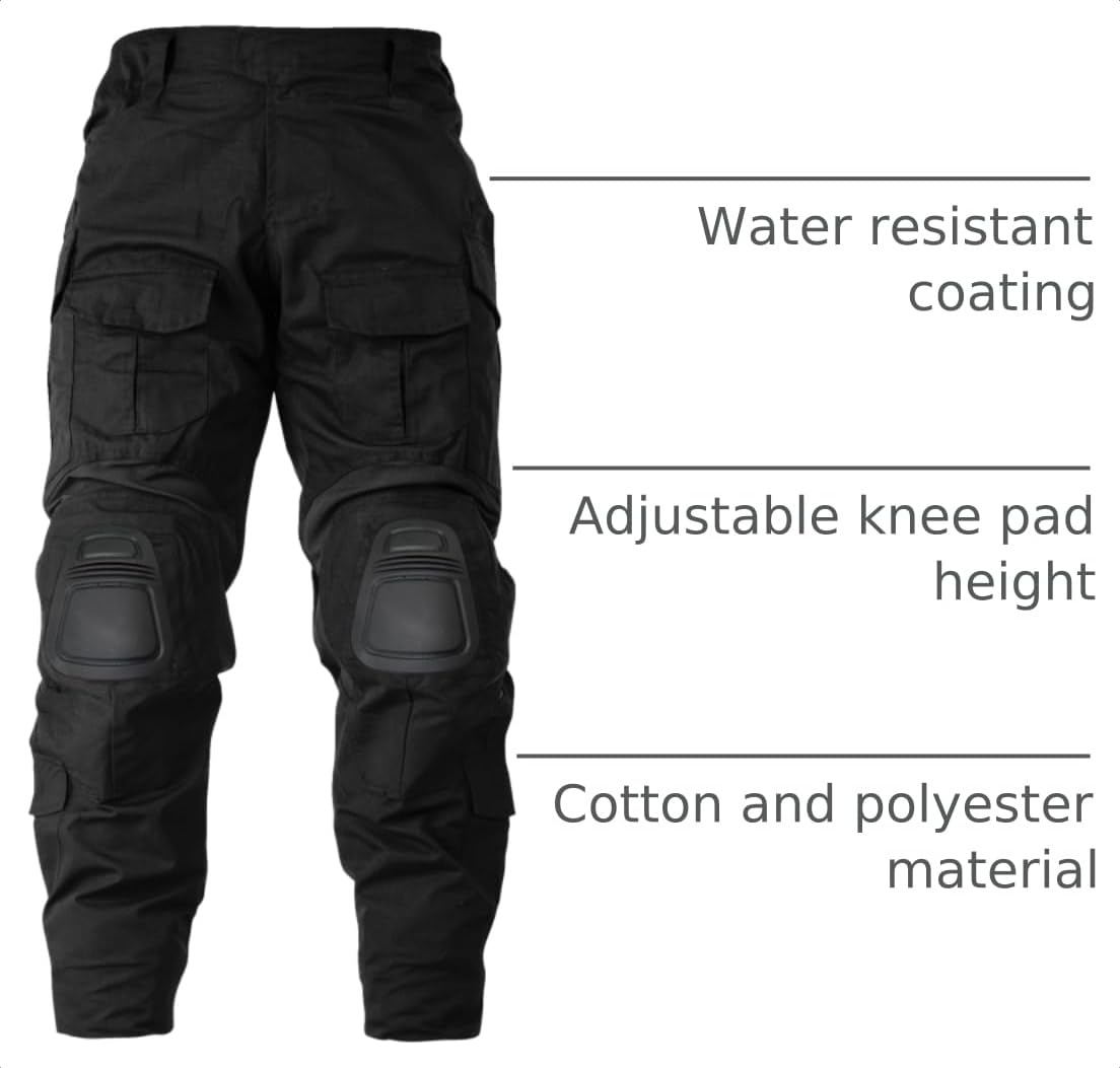MERJAZ Men's Tactical Pants with Knee Pads Black 36
