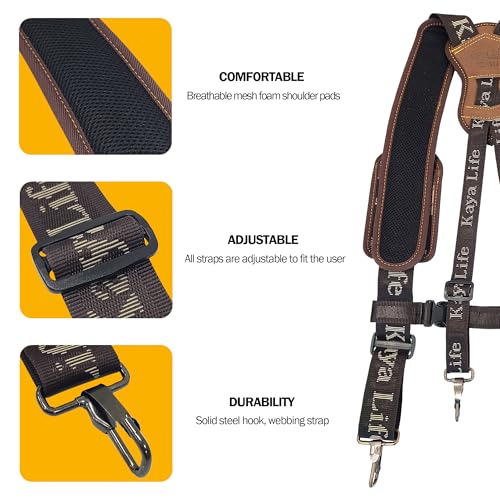 Tool Belt Suspenders for Men Tactical with Detachable Pouch and Premium Stitching ? Extra Belt Loops for Any Tool Belt, Heavy Duty Steel Hooks, Comfortable Padded Straps