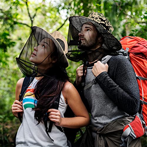 CFPrint Mosquito Head Net Hat with Netting, Large Camouflage Green