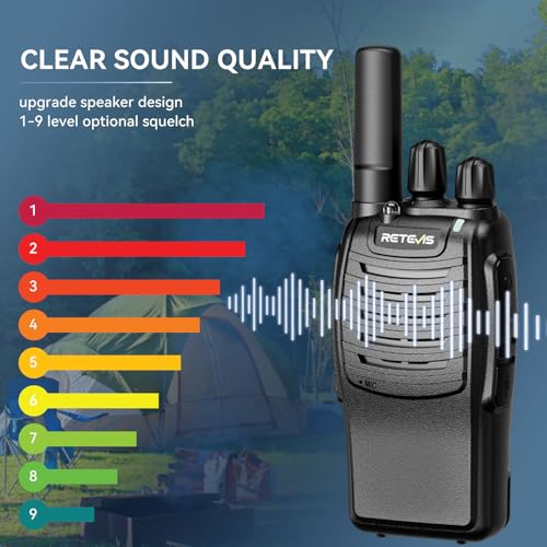 Retevis H-777 Rechargeable Walkie Talkies with Flashlight - Black, 2 Pack