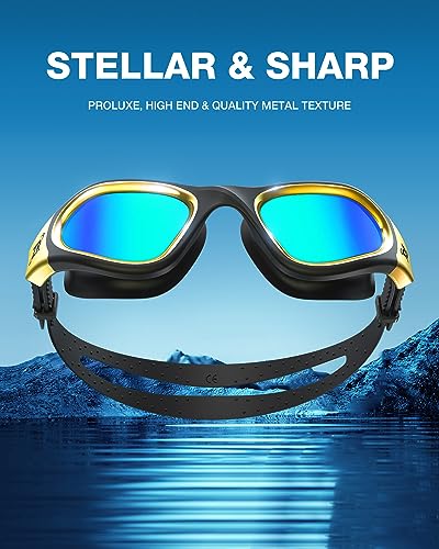 ZIONOR A6 Polarized Mirror Gold Swim Goggles - Anti-Fog & UV Protection