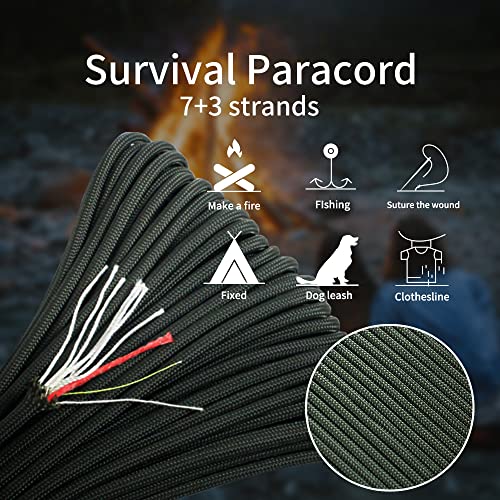 Survival Paracord Fire Cord - Black, 25 Feet Length