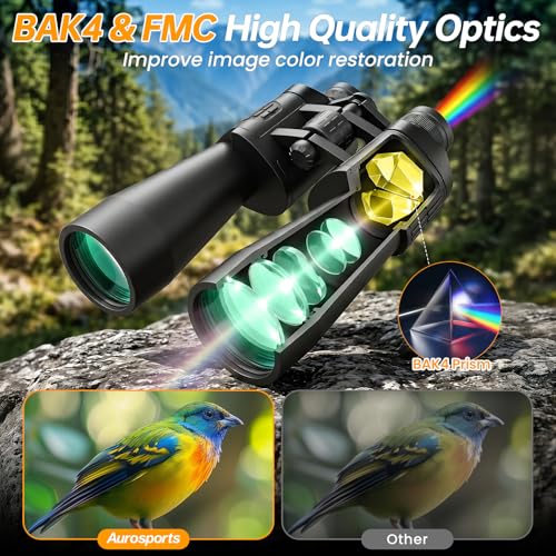 Aurosports 20x70 Binoculars with Large 70mm Objective Lens for Wildlife & Stargazing