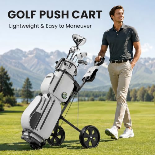 Lightweight 2-Wheel Golf Pull Cart - Foldable Steel Frame - Black