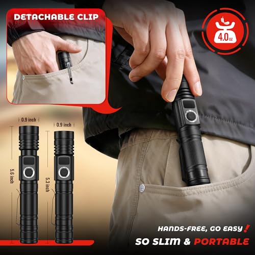 DARKBEAM 2800lm USB-C Rechargeable Flashlight with LCD Power Display, 5.3 in