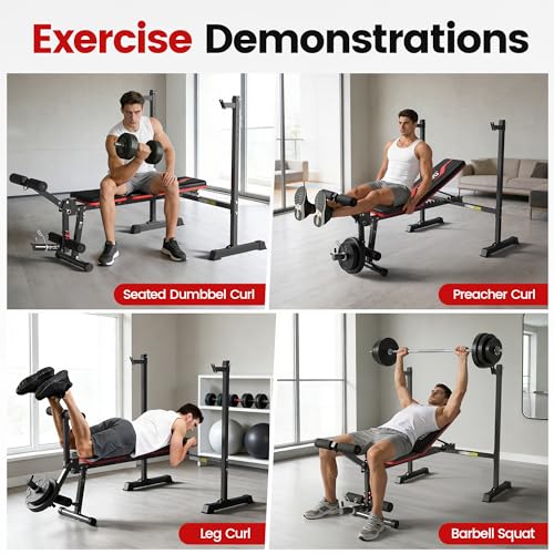 Adjustable Weight Bench Set - 880LBS Capacity with Leg Extension - Black