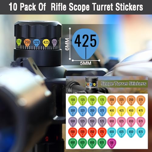 Rifle Scope Turret Stickers - 10 Sheets with 370 Labels