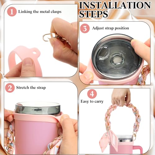 Silicone Water Bottle Holder with Sling - Striped Pink
