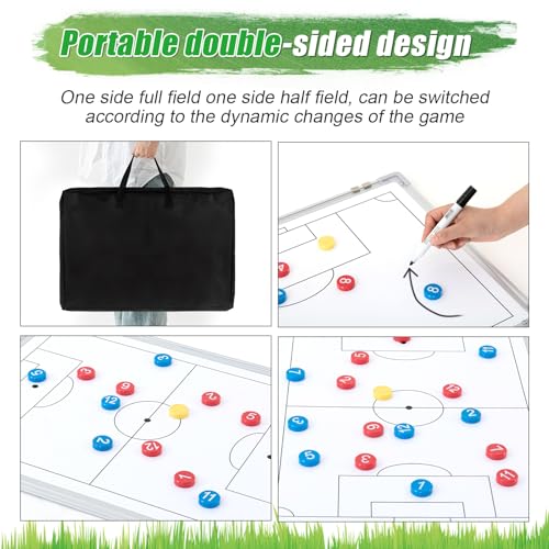 Soccer Coaching Board - 24" x 18" Double-Sided Magnetic Whiteboard with Kit