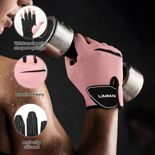 Workout Gloves for Weight Lifting & Cycling - Pink, Medium