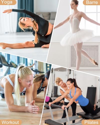 Darller White 4 Pairs Pilates Socks for Women Non Slip Yoga Slouch Socks