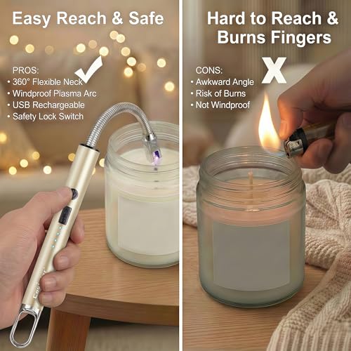 Electric Candle Lighter with Long Flexible Neck - Champagne