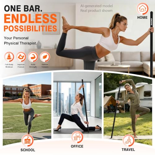 Adjustable Yoga Stick for Stretching & Balance - Black