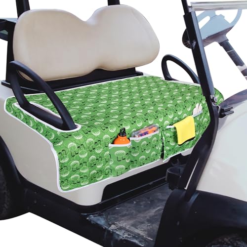 Golf Cart Seat Covers with 4 Front Pockets & Nonskid Bottom - Green Golf Ball