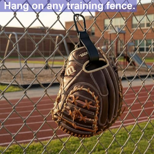 2-Pack Adjustable Baseball Glove Clip Holder - Durable PU Leather Strap