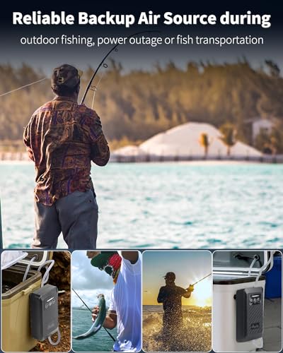 Pawfly 60-100 Gal Ultra Quiet USB Rechargeable Live Bait Aerator 3.5W 64 GPH for Outdoor Fishing