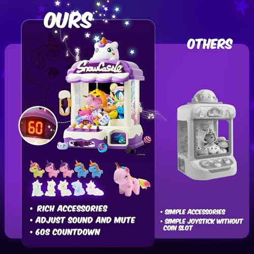 Purple Unicorn Claw Machine for Kids - Mini Arcade Prize Grabber Toy