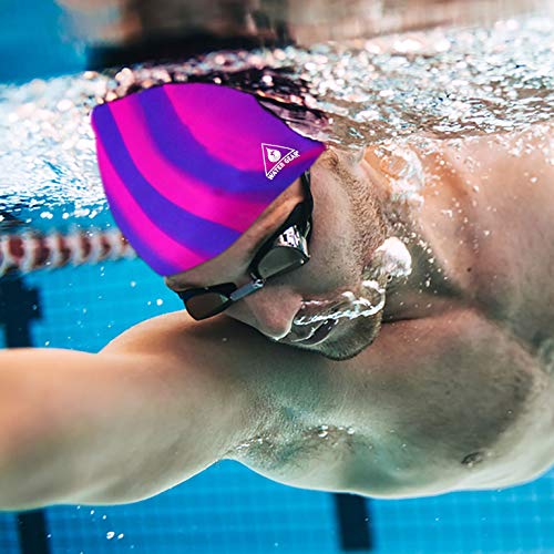 Silicone Swim Cap - Comfortable & Durable - Pink/Blue