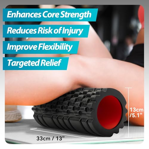 High Density Foam Roller for Deep Tissue Massage - 13" Muscle Roller for Myofascial Release, Fitness, Yoga & Pilates