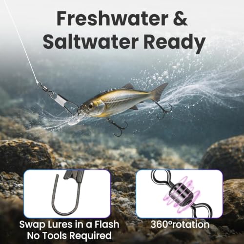 Fishing Snap & Barrel Swivels - 50 Pack, 14# Variation
