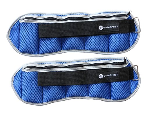 GYMENIST 8-LB Adjustable Ankle & Wrist Weights Set for Exercise - Blue, 4-LB Each
