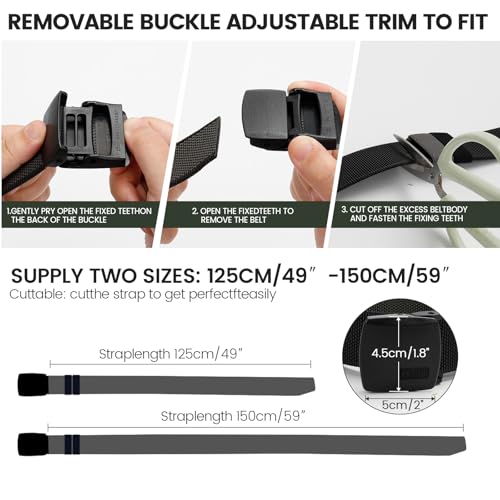 Reversible Nylon Web Belt - YKK Buckle, Metal-Free, 59 Inch