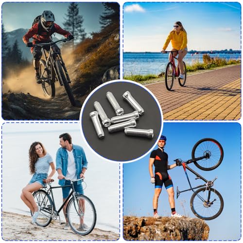 100 Pcs Bicycle Cable End Caps - Aluminum Alloy Wire Crimps - Silver