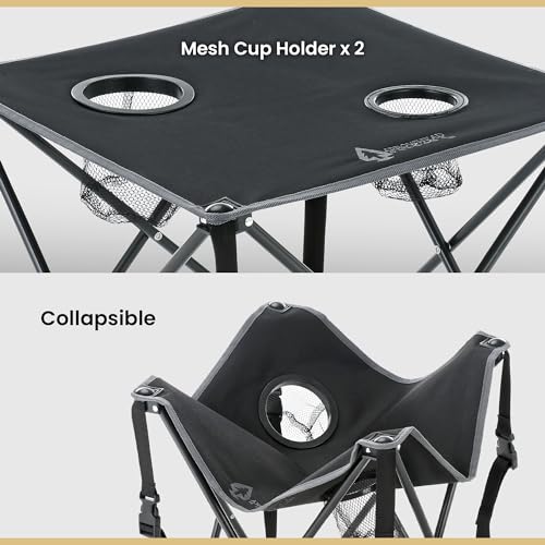 Black 2-Pack 26-Inch Portable Camping Folding Tables with Cup Holders, Carrying Case