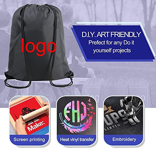 BeeGreen Black Drawstring Backpack Bags Bulk 2 Pack Large Gym Cinch Sack