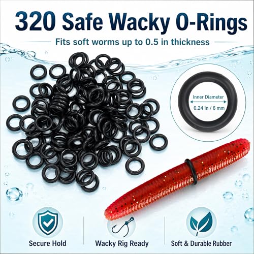 Wacky Rig Tools Set with 320 O-Rings - Blue Fishing Kit