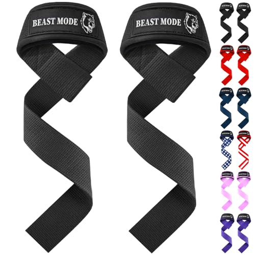 Padded Cotton Lifting Straps for Weightlifting - 18" Black Beast Mode