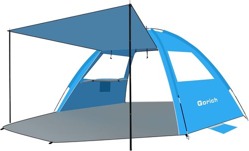 Gorich Beach Tent - Portable Sun Shelter with UPF 50+ UV Protection | Easy Setup for 3-8 People