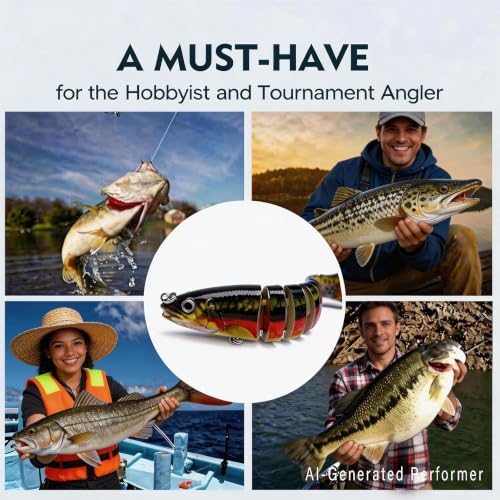 Multi Jointed Swimbait Hard Lure - 5.1" Slow Sinking for Bass, Trout, Pike